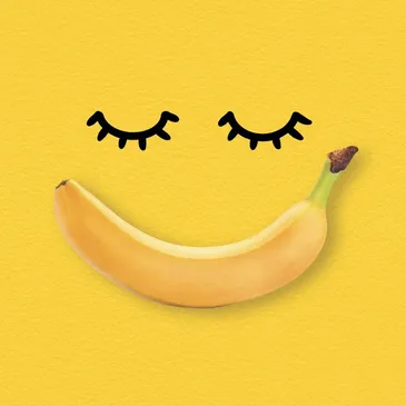 My Doctors Recipe about smiley face with a banana for a smile on a yellow background
